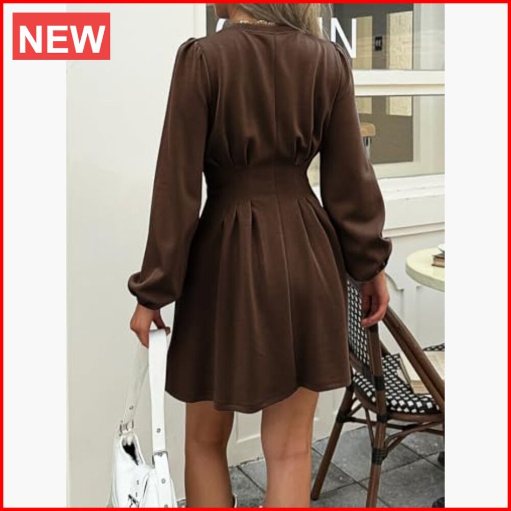Rayon Polyester Elastane Work Dress Long Puff Sle… - image 5